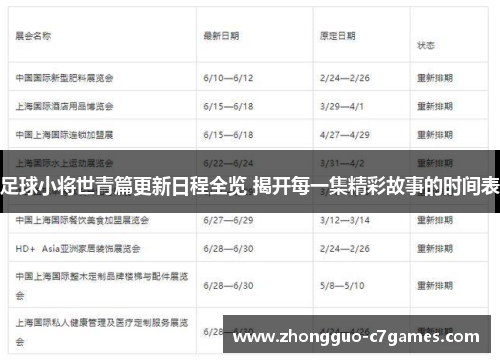 足球小将世青篇更新日程全览 揭开每一集精彩故事的时间表 足球小将世青篇更新日程全览 揭开每一集精彩故事的时间表